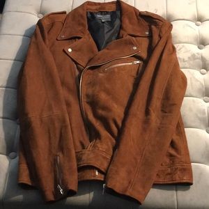 Faux suede motorcycle jacket